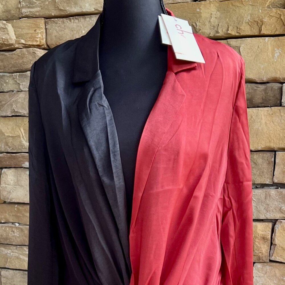 Mood Dress Size 10 by Choosy Plunging Neckline Black Sienna Brown Two-Tone NWT